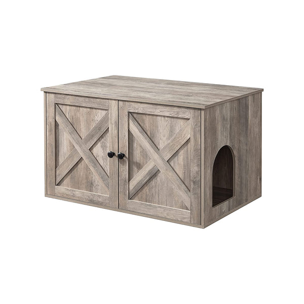Katzentoilettenschrank Stauraum verstecktes Katzenklo 80x50cm Holz Greige