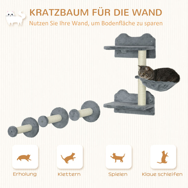 Katzentreppe Kletterwand Kratzbaum Set mit Hängematte für Katzen