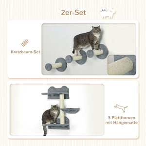 Katzentreppe Kletterwand Kratzbaum Set mit Hängematte für Katzen