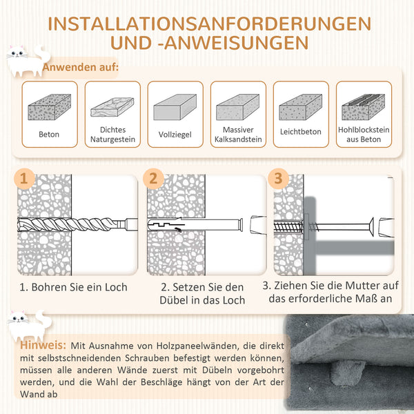 Katzentreppe Kletterwand Kratzbaum Set mit Hängematte für Katzen