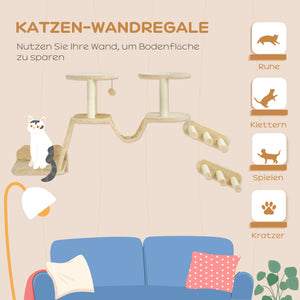 Katzentreppe zur Wandmontage für Katzen bis 5kg beige