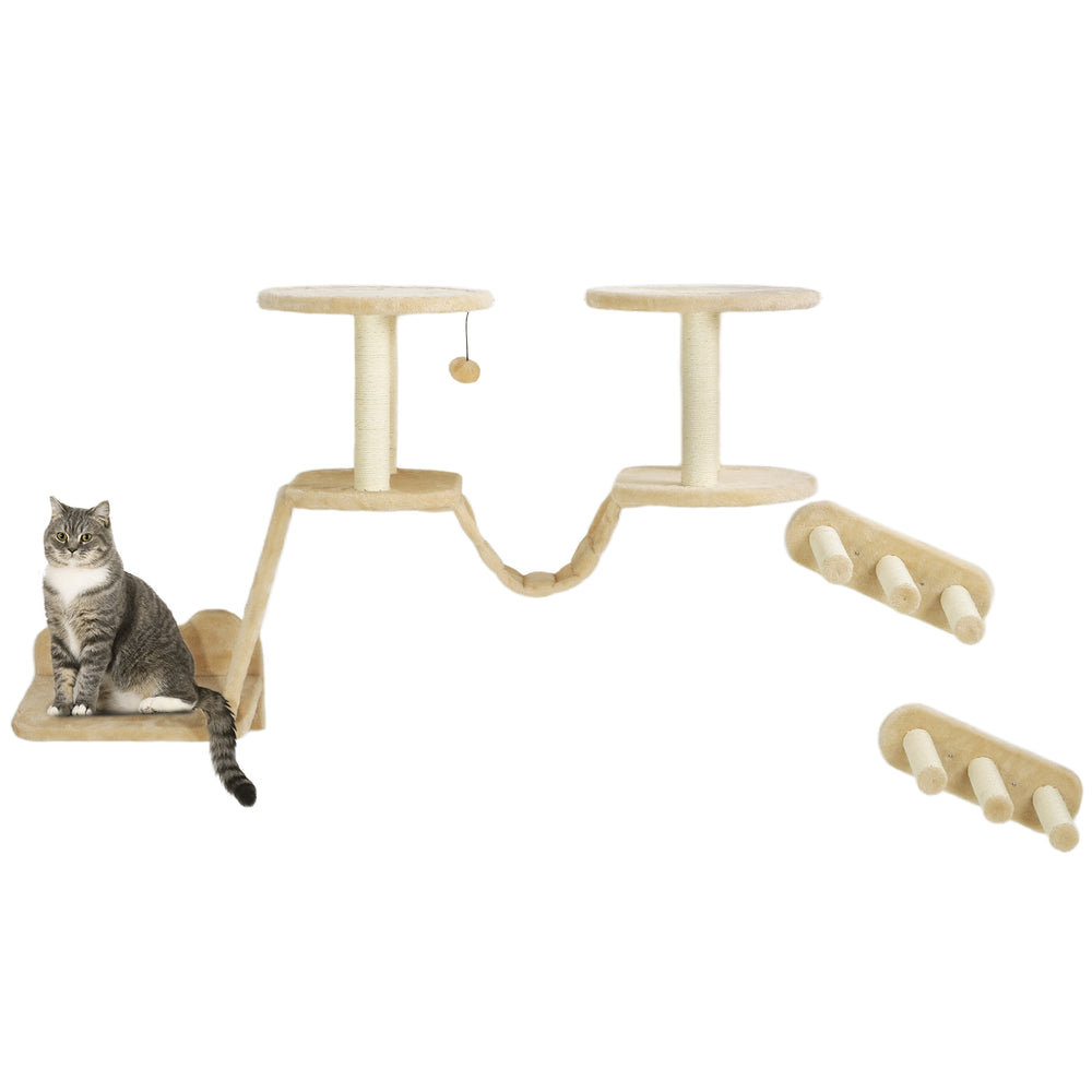 Katzentreppe zur Wandmontage für Katzen bis 5kg beige