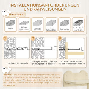 Katzentreppen Kletterwand für Katzen 4-teilig Hängematte bis 5kg Braun