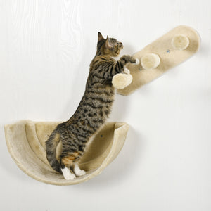 Katzentreppen Kletterwand für Katzen 4-teilig Hängematte bis 5kg Braun