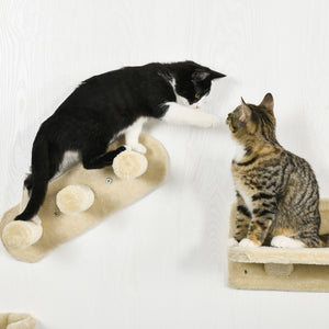 Katzentreppen Kletterwand für Katzen 4-teilig Hängematte bis 5kg Braun