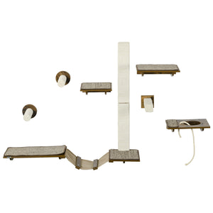 Katzentreppen Kletterwand Katzenmöbel Sisal 8-teilig Braun