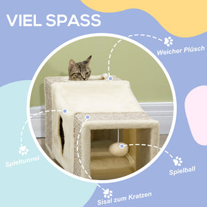 Katzentunnel mit Spielball Sisal Braun-Beige