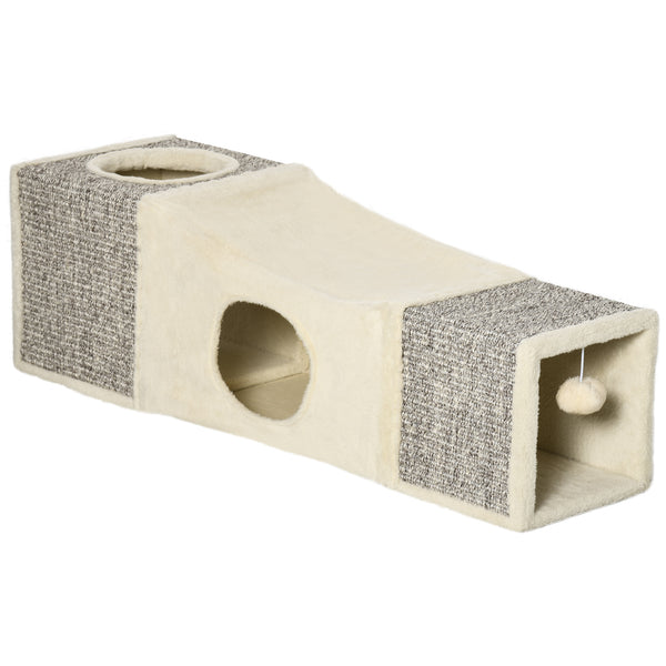 Katzentunnel mit Spielball Sisal Braun-Beige