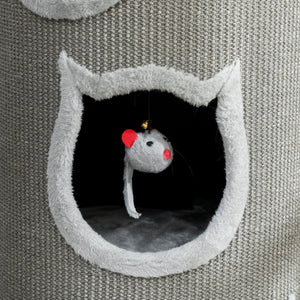 Katzenturm Kratzbaum mit Schlafhöhlen für mehrere Katzen grau