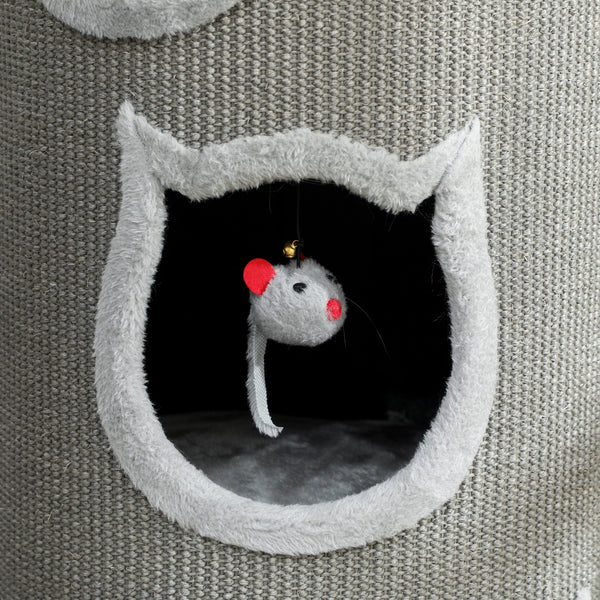Katzenturm Kratzbaum mit Schlafhöhlen für mehrere Katzen grau