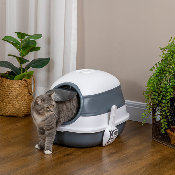 Katzenzubehör geruchshemmend hygienisch kompakt Weiss & Grau