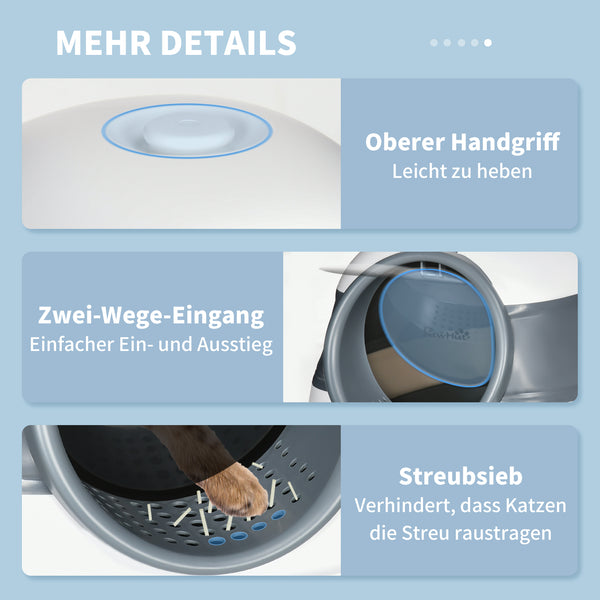 Katzenzubehör geruchshemmend hygienisch kompakt Weiss & Grau