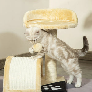 Katzenbaum mit beigem Plüsch 36 cm x 36 cm x 44 cm