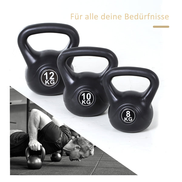 Kettlebell Kugelhantel für Anfänger 8kg schwarz