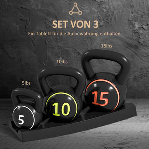 Kettlebell Set Kugelhanteln für Fitness Training 3er schwarz