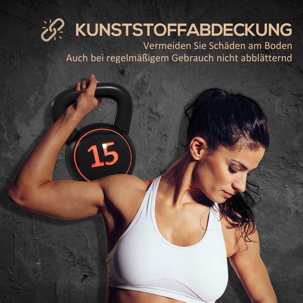 Kettlebell Set Kugelhanteln für Fitness Training 3er schwarz
