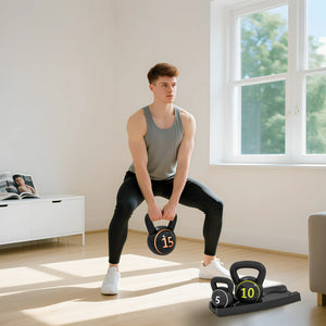 Kettlebell Set Kugelhanteln für Fitness Training 3er schwarz