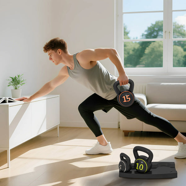 Kettlebell Set Kugelhanteln für Fitness Training 3er schwarz