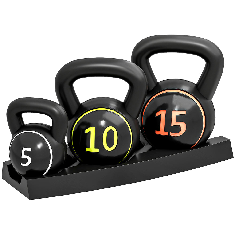 Kettlebell Set Kugelhanteln für Fitness Training 3er schwarz