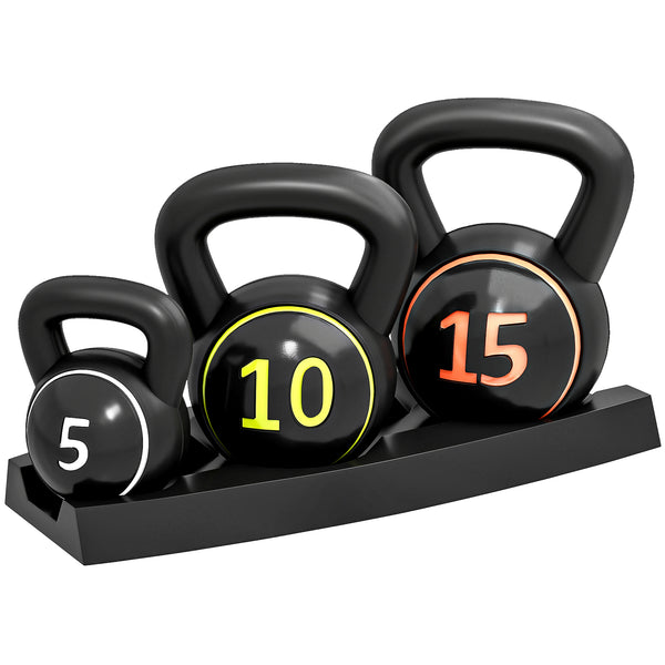 Kettlebell Set Kugelhanteln für Fitness Training 3er schwarz
