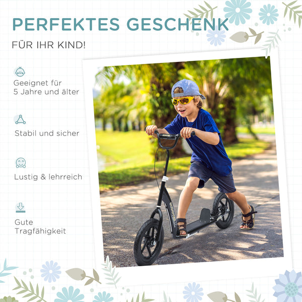 Kickscooter 12 Zoll höhenverstellbar Schwarz