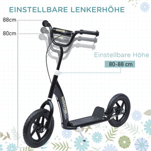 Kickscooter 12 Zoll höhenverstellbar Schwarz