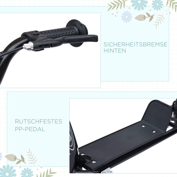 Kickscooter 12 Zoll höhenverstellbar Schwarz