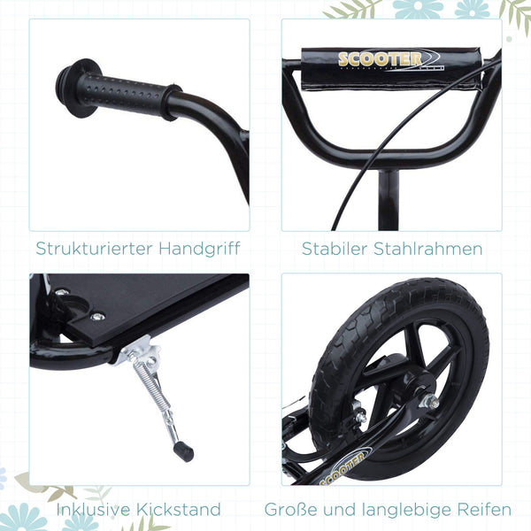 Kickscooter 12 Zoll höhenverstellbar Schwarz