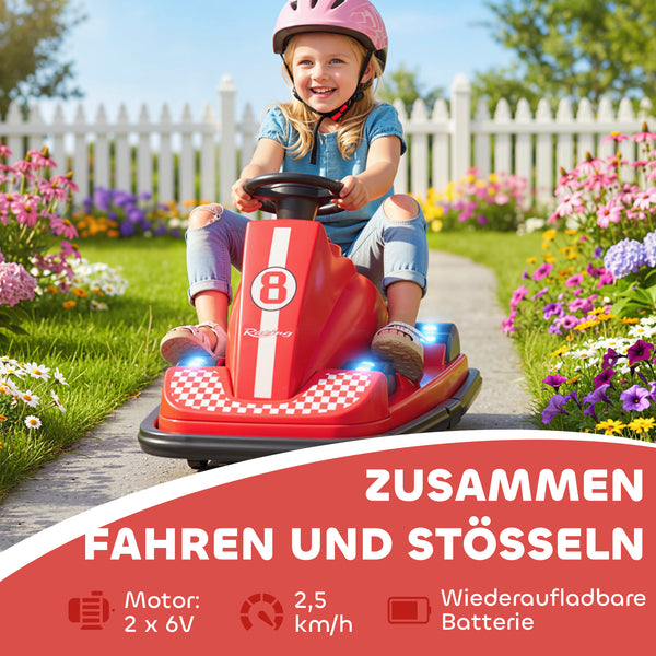 Kinder Autoscooter drehbar mit LED und Musik 360° 3-8 Jahre rot