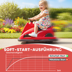 Kinder Autoscooter drehbar mit LED und Musik 360° 3-8 Jahre rot