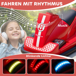 Kinder Autoscooter drehbar mit LED und Musik 360° 3-8 Jahre rot