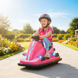 Kinder Autoscooter 360° drehbar mit LED und Musik 3-8 Jahre rosa