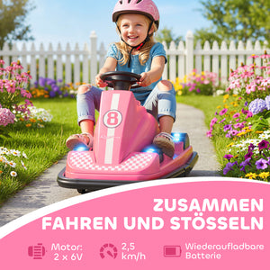Kinder Autoscooter 360° drehbar mit LED und Musik 3-8 Jahre rosa