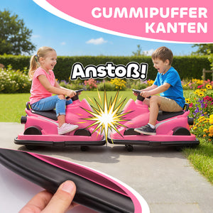 Kinder Autoscooter 360° drehbar mit LED und Musik 3-8 Jahre rosa