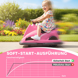 Kinder Autoscooter 360° drehbar mit LED und Musik 3-8 Jahre rosa