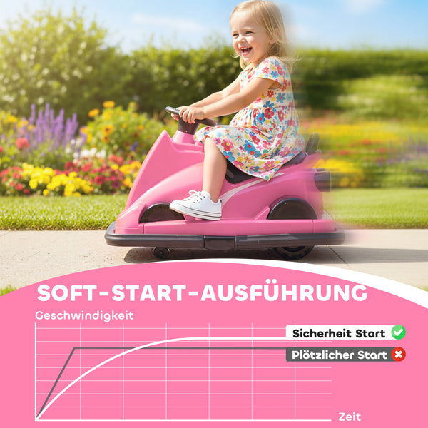 Kinder Autoscooter 360° drehbar mit LED und Musik 3-8 Jahre rosa