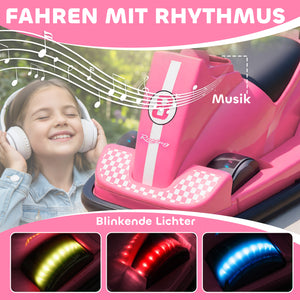 Kinder Autoscooter 360° drehbar mit LED und Musik 3-8 Jahre rosa