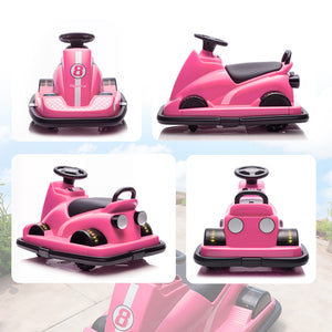 Kinder Autoscooter 360° drehbar mit LED und Musik 3-8 Jahre rosa