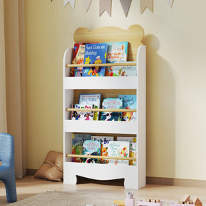 Kinder Bücherregal mit 3 Ablagen für Aufbewahrung Kinderzimmer aus Holz