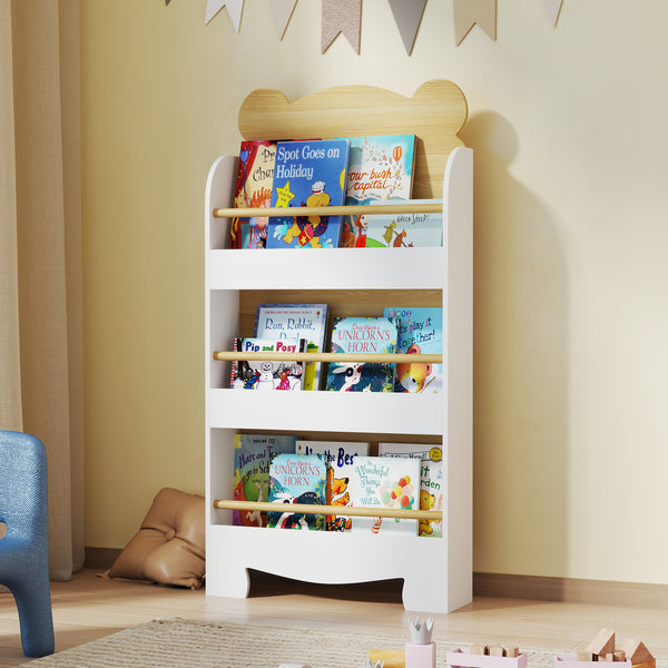 Kinder Bücherregal mit 3 Ablagen für Aufbewahrung Kinderzimmer aus Holz