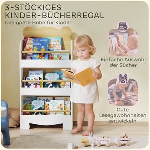 Kinder Bücherregal mit 3 Ablagen für Aufbewahrung Kinderzimmer aus Holz