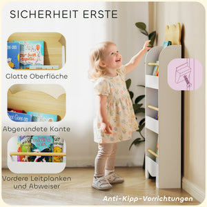 Kinder Bücherregal mit 3 Ablagen für Aufbewahrung Kinderzimmer aus Holz