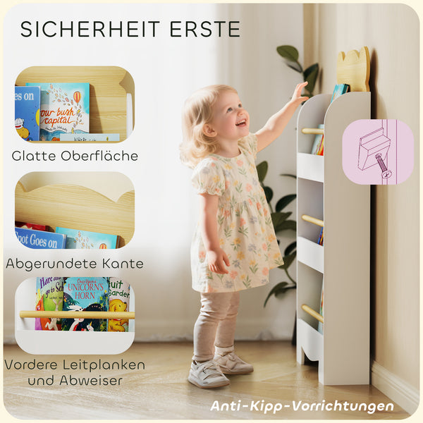 Kinder Bücherregal mit 3 Ablagen für Aufbewahrung Kinderzimmer aus Holz