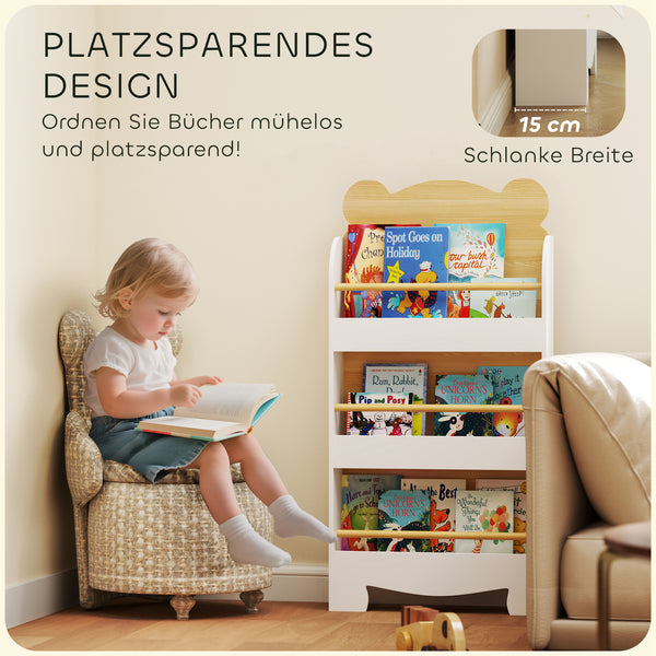 Kinder Bücherregal mit 3 Ablagen für Aufbewahrung Kinderzimmer aus Holz