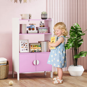 Kinder Bücherregal mit Schrank und Regalen sicher rosa weiss