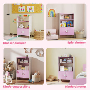 Kinder Bücherregal mit Schrank und Regalen sicher rosa weiss