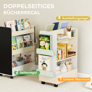 Kinder Bücherregal mit Tafel und Rollen für Kinderzimmer