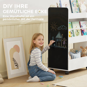 Kinder Bücherregal mit Tafel und Rollen für Kinderzimmer