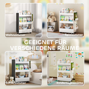 Kinder Bücherregal mit Tafel und Rollen für Kinderzimmer
