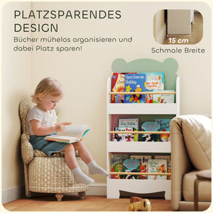 Kinder Bücherregal 3-stufig mit Tiermotiv für Kinderzimmer grün